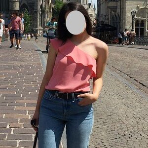 Club Monaco One Shoulder Sleeveless Pastel Peach Top size 2